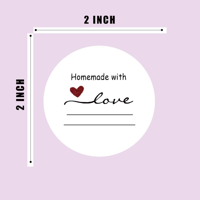 Remarkable 2" Homemade with Love Sticker with Lines for Writing /2" Round Homemade with Love Canning Labels, Gift Tags, Gift Stickers, Handmade Stickers 500 Labels per roll - Image 2